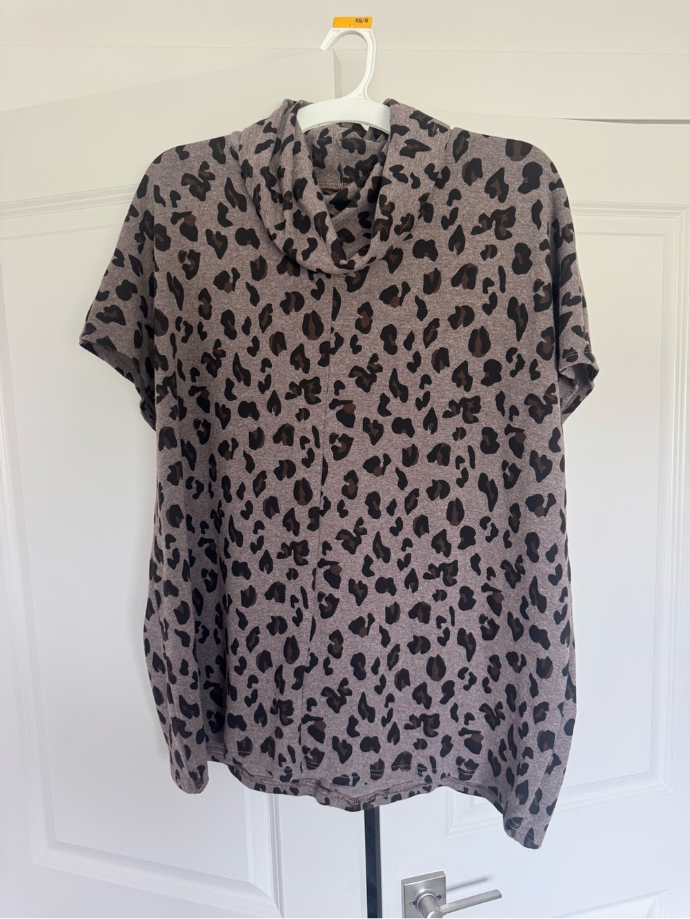 MarleyLilly Taupe Leopard Print Cowl Neck Tunic - XS